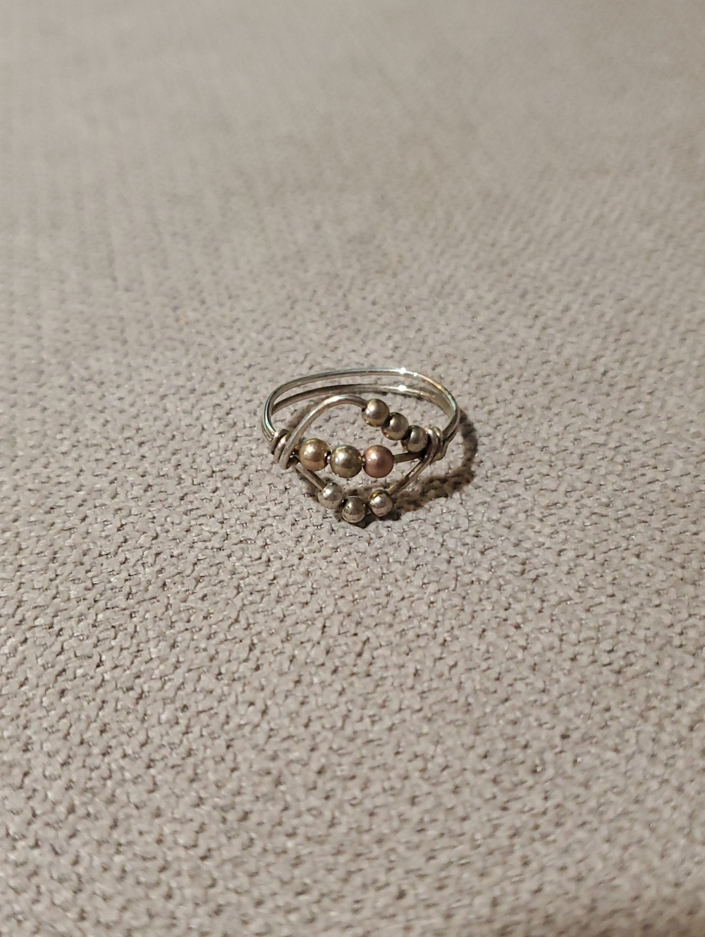 Sterling Silver Multi-Bead Fidget Ring - Mixed Metal Tones